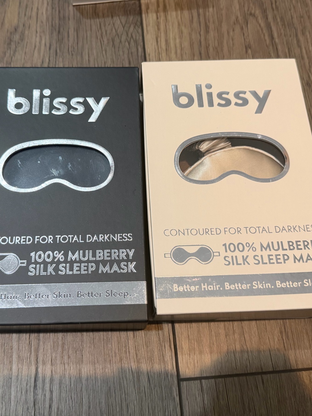 Bliss 100% Mulberry Silk Sleep Mask - Black and Champagne